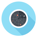 Radar icon related to the wide range of applications